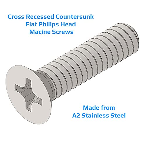 M4x10 verzonken machineschroeven, roestvrij staal Phillips hoofdschroeven met platte 4mm schroef geschikt voor metaal, bouw, installatie, DIY (25PCS) 3