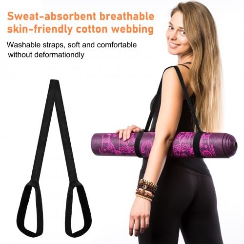 Verpakking van 2 Yoga Mat Polyester Verstelbare duurzame schouder Yogamatten Draagriem Katoen Yoga Mat Yoga Mat Zwart voor Training Outdoor Sport Mats Black M, Zwart 4