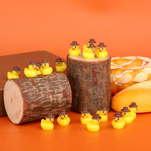 50 st. Mini Resin Cowboy Eenden, Miniatuur Western Resin Eend Klein Figurine met Cowboy Hat DIY Tuin Landschap Poppenhuis voor Western Party 3