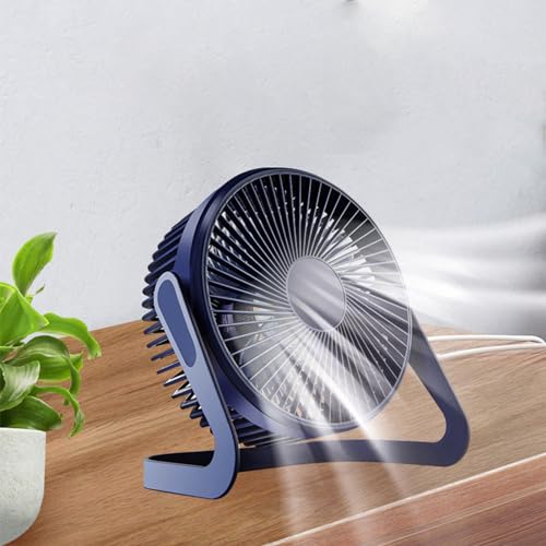 USB Bureauventilator Mini Bureaublad Ventilator Tafelkoeling Ventilator Portable Rotatable Design 5 Bladen en Silent Motor voor thuis kantoor Auto Indoor Outdoor (Donkerblauw)