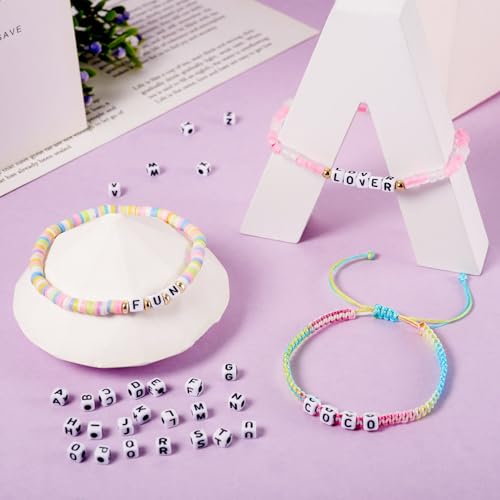 1300Stuks Vierkante brief kralen 4-5mm Kubus White Alphabet Kralen A-Z Initial acryl brief kralen voor vriendschap armbanden ketting sieraden maken