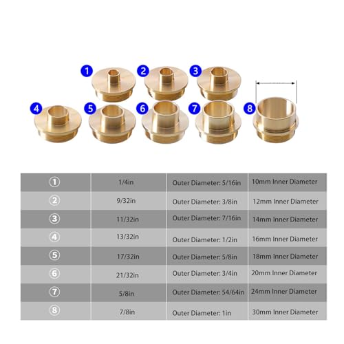 Brass Milling Template Guide Set, 11 Piece Milling Template Guide Set, Brass Milling Sleeve Set voor houtbewerking, Trimming Machine, Flip Plate, Stencils 3