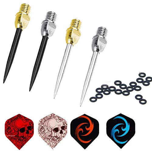 Dart tips 12 stuks dart en dart vluchten - 4 sets dart tips en 4 sets dart vluchten en dart gums (4 kleuren)
