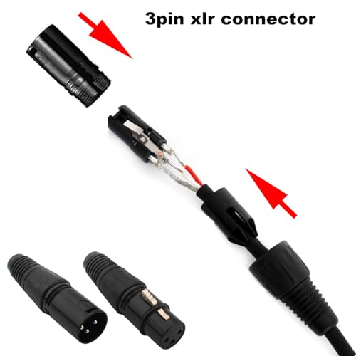 Pak van 12 Solder Connectors XLR 3 Pin Male/Female Plug Microphone Kabel, Audio Jack Microphone, XLR Stereo Plug (Zwart) 4