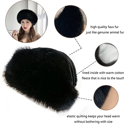 Vrouwen bont Hoed, Faux Fox bont Winter Hat Dome Hat Warm Trendy Plush Hat Faux Fur gebreid Beanie Hat Klassiek Russisch Kozak Hoed