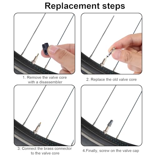 Valve Core Reparatie Kit, Bevat messing Valve Cores, Caps, Verwijderingsgereedschappen, Sleutels, Converters & Nuts Fietsbanden Reparatie Kit Compatibel met Presta & Schrader voor Road Bikes 5
