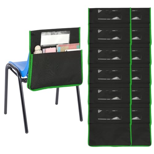Groene Stoelzakken voor Klaslokaal Lengte 16.5 "Breedte 15.4" Zetelzakken met Lege Naam Slot, 6 PCs
