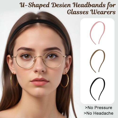 Verpakking van 3 hoofdbanden voor glazen, non-slip hoofdbanden voor glazen dragen, plastic Flex Geen druk haarband, haarband, plastic tanden Comb, tanden, haaraccessoires voor vrouwen en meisjes 4