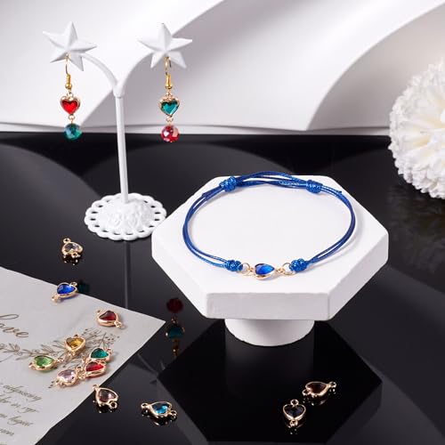 12 st Heart Rhinestone Charms Assorted Color Glass Link Charms Sweetheart Connectors met dubbele lusjes voor sieraden Craft ketting armband DIY vrouwen oorring accessoire decoratie, metaal