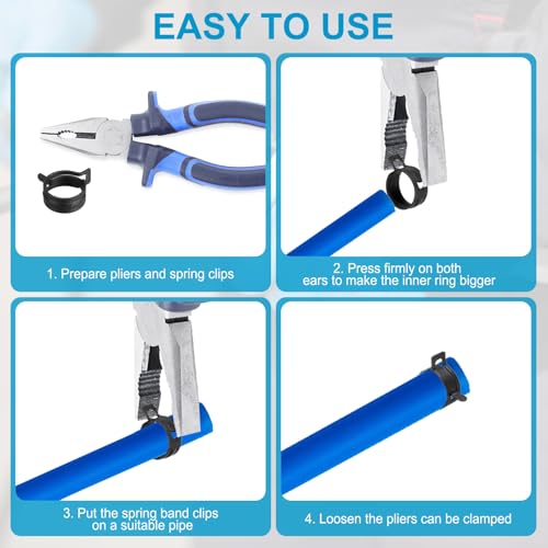 Spring Belt slangklemmen voor 6.5-7.2mm OD slang, 20st Siliconen Vacuüm Constante spanningsbanden Clips voor brandstoflijn, Siliconen luchtslang, Waterpijp, Zwart 5