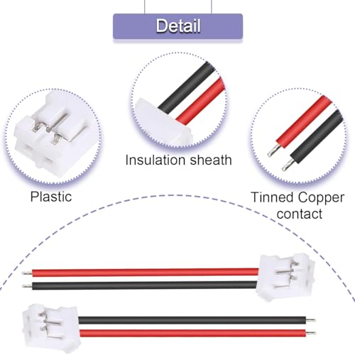 40 stuks JST 2.0 PH 2-pins mannelijke connector met 10 cm kabel en vrouwelijke micro JST PH 2.0mm 2-pins connectorplug voor verticale quadcopter boot auto speelgoed PCB-bedieningspaneel 3
