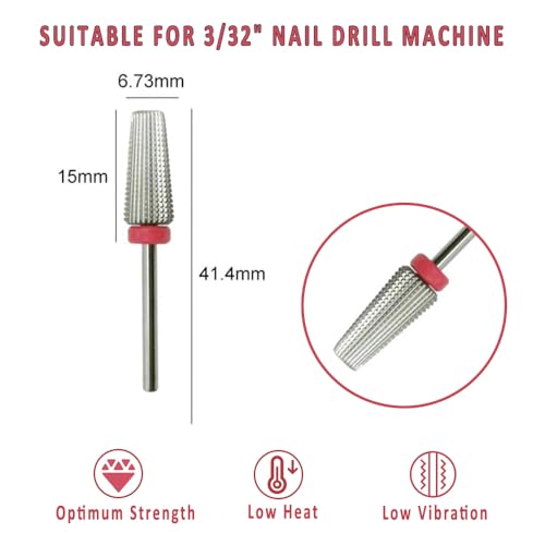 5 in 1 Professionele Carbide Nagel Boor Bit Verwijdering Acryl Gels Nagel Resterend Polijsten Uneven Nagel Oppervlakte 3/32" Shank Two Way Turning Cuticle Manicure Pedicure Home Salon Gereedschappen