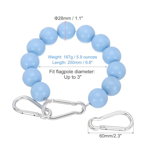 Flagpole Retainer Ring, 12 Kralen Mount Ring Accessoires Houd Vlag dicht bij paal met roestvrij staal Kabel voor binnen Outdoor Flagpole, Blauw