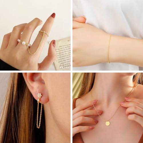 18K Gold Plated 16.4 Voet Kabelkettingen Gebraden Coil Kettingen met 20 st Kreeft Closps 40 st Jump Rings voor sieraden maken Craft ketting armband DIY Oorbellen accessoire vrouwen 3