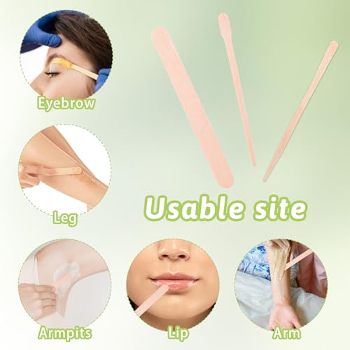 300 stuks houten spatels Waxen wegwerphout Sticks voor haar verwijdering Cosmetics Houten spatels ijs Sticks Houten mond spatels voor knutselen Wax Set houten sticks (3 maten mond spatels) 4