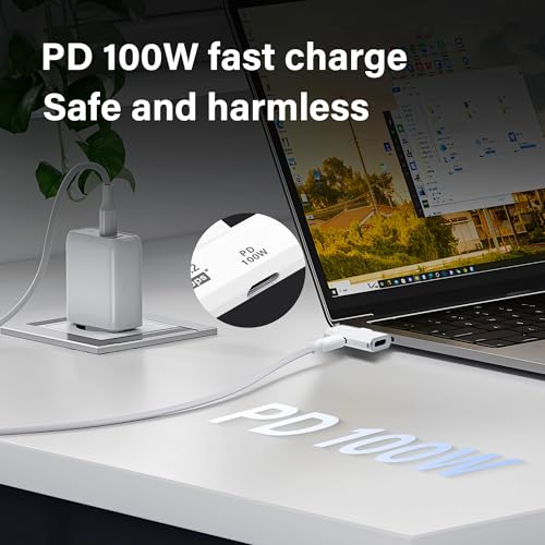 USB C 3.2 10Gbps USB C Man tot vrouw Adapter met 100W PD voeding voor laptop tablet telefoon - wit 3