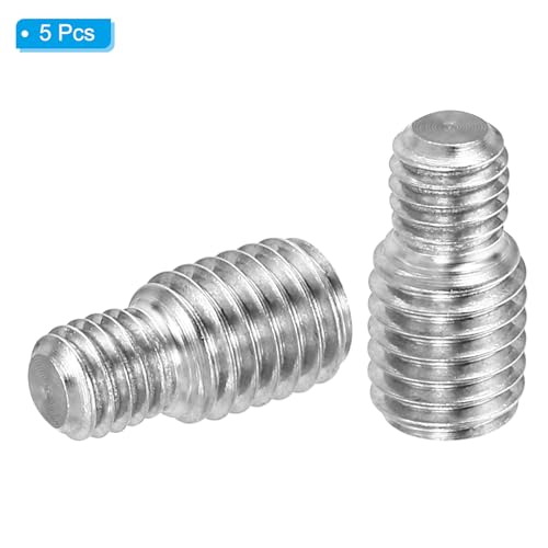 M6 x M8 x 16 Double Thread Bolts, 5 st Roestvrij staal 304 Thread Reducing Adapter voor meubels, lengte 16m m 3