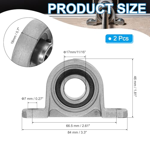 Kussenblok lager 5/8 Inch / 17mm Diameter, 2 stuks Flange Pads Gemonteerde Zomer Zinklegering Staal kogellagers