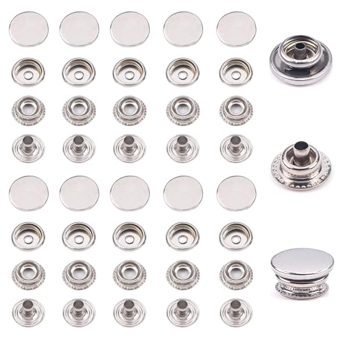 Snap sluiting Set, 80 stuks, Spring Snap bevestigingsmiddelen, Roestvrij stalen drukknop, 15mm, Heavy Duty Brass Canvas Snap Button, Marine Quality Boat, Canvas Snap Buttons voor kleding, Boottas