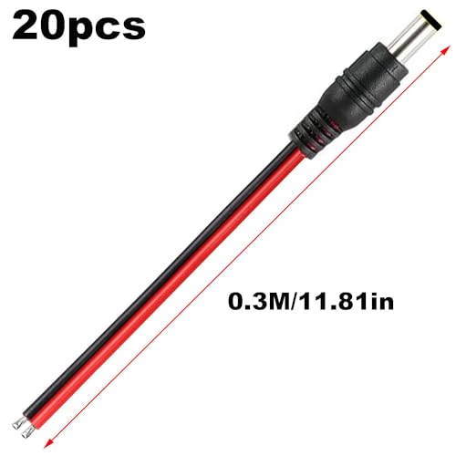 20st 18AWG DC 12V 5A 5.5x2.5mm Male DC Power Cable Pigtails, DC Power Jack Plug Adapter Holle Plug 5.5 2.5 Low Voltage Connector voor CCTV Security Camera 4