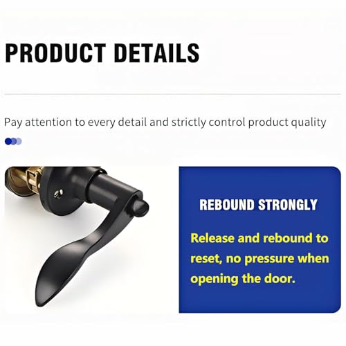 Set van 1 slaapkamer deurkruk, Moderne deurkruk met sleutel, deursloten met lever, binnendeurslot, zwart 4