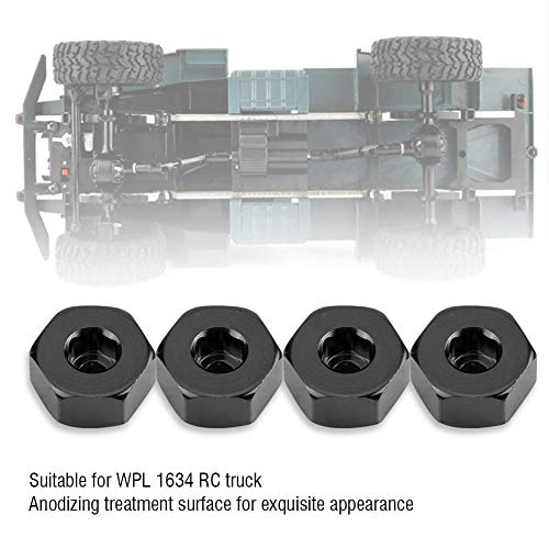RC Car Hex Hub Adapter, 4Pc ̈1ck Aluminiumlegierung 6mm bis 12mm Wheel Hex Hub Adapter f ̈1r WPL 1634 RC Truck RC Ersatzteil Zubeh?r(Schwarz) 3
