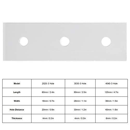 Verpakking van 10 aluminium platte plaat, platte rechte verstelplaten, voor het versterken van platte gewrichten, Hences (3030-3 hole)