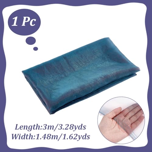 3m Organza Stof, 1.5m Brede Two-Tone Sheer Organza Magic Gradient Iridecent Holografische Mesh Stof voor Dress Performance Stage, Teal en Rood