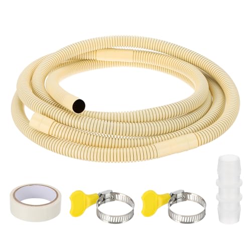 6.5Ft Air Conditioner Drain slang Kit Universele AC Drainage slang met rechte connector voor Drain slang uitbreiding Mini Split AC Ductless Heat Pumps AC Drainage HVAC Extender, Geel