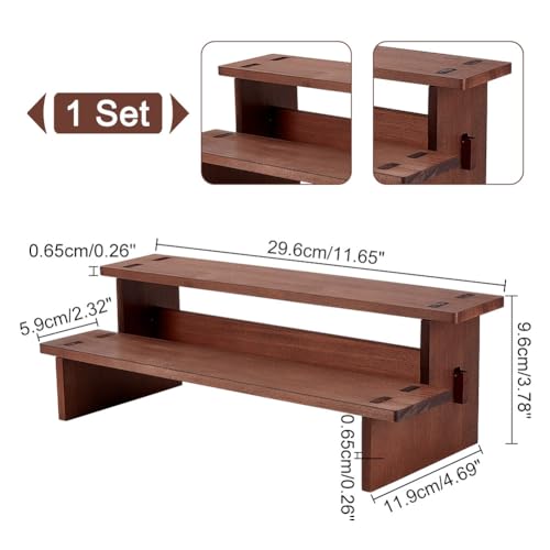 Houten presentatie met 2 niveaus, 29,7 x 12 x 9,7 cm, houten displaystandaard, parfum / cosmetica, figuurcollectie 3