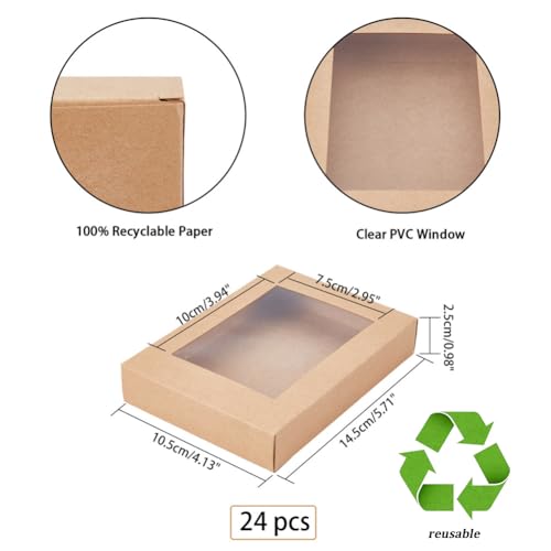 24st Camel Shaped Cadeaudozen, Opgevouwen papieren dozen bakken Cookies Kraft Behandelen met 10x7.5cm raam voor Party Treats en sieraden verpakking, 14,5 x 10,5 x 2,5cm Afgewerkt