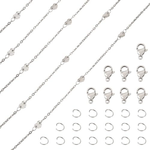 2.5M Roestvrij staal hart Link Kabelkettingen 2x1.5x0.5mm Metalen Oval Link ketting armband maken Kit met Jump Rings Klauw sluitingen voor DIY Sieraden maken