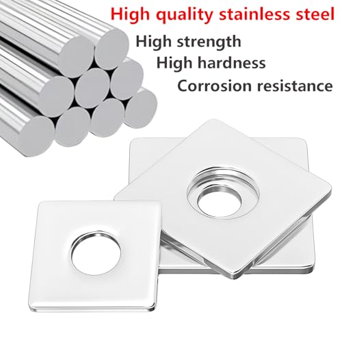 Verpakking van 20 vierkante ringen, M6 roestvrijstalen ringen, vierkante ringen, M6 x 12 x 1 mm, voor bevestiging 3