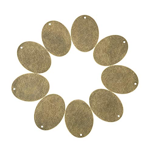 10 st Ovale Messing Blanco Stempelen Tags Charms 40x30mm Antieke bronzen metalen Tags Hangers met 1.5mm Gat