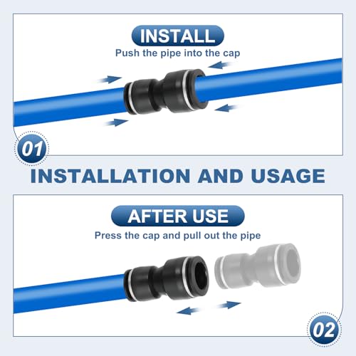 6 st Straight Union Push to Connect Fitting, 1/4" x 1/2" OD Tube Reducer Connector Quick Push Lock Adapter Luchtslang Fitting voor Pneumatische Systeem Pijpaansluiting, Zwart 4
