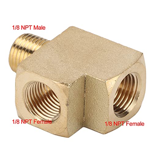Messing Tee voor Pijp, 1/8 Inch NPT Male X 1/8 Inch NPT, 1000 PSI Threaded Tee voor Luchtwaterolie, Lage magnetische doorlaatbaarheid 4