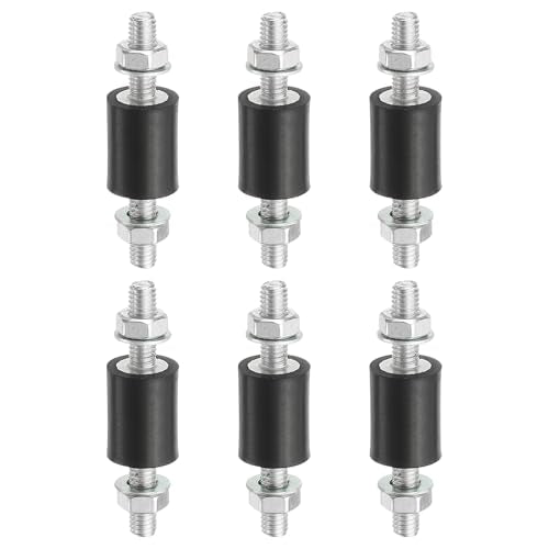 20x15mm Rubber Studs Shock Absorber, 6st M6 Rubber Isolator Mounts Cilindrische Anti-Vibratie Isolator Mounts met Noten voor Garage Motor Air Compressors Motoren (VV Type)