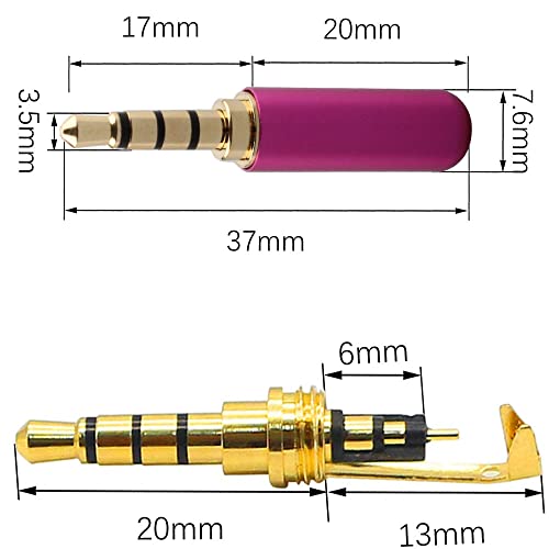 7st 3,5mm Stereo Male Jack Plug, 3.5 voor Soldering Jack Plug, 4 Pin TRRS Headphone Repair Plugs, 3,5mm (1/8 inch), voor DIY Stereo-hoofdtelefoon