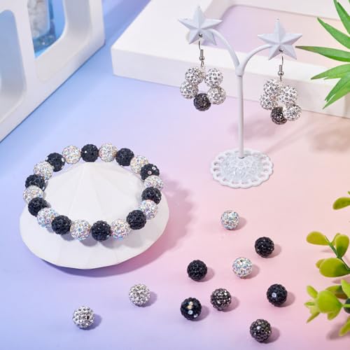 100st 10mm ronde schijf Bal kralen zwart wit Rhinestone Klei kralen Kristal Spacers Bulk voor sieraden het maken van kralen Pen decoratie