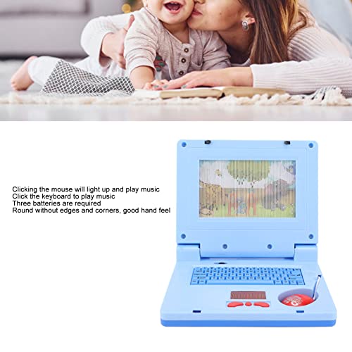Kinderen leren laptop, 19 X 15,7 X 3,8 cm, educatief LED Muziek Elektronische Cognitieve Ontwikkeling Simulatie Computer Speelgoed (Blue-Non-Retractable Mouse)