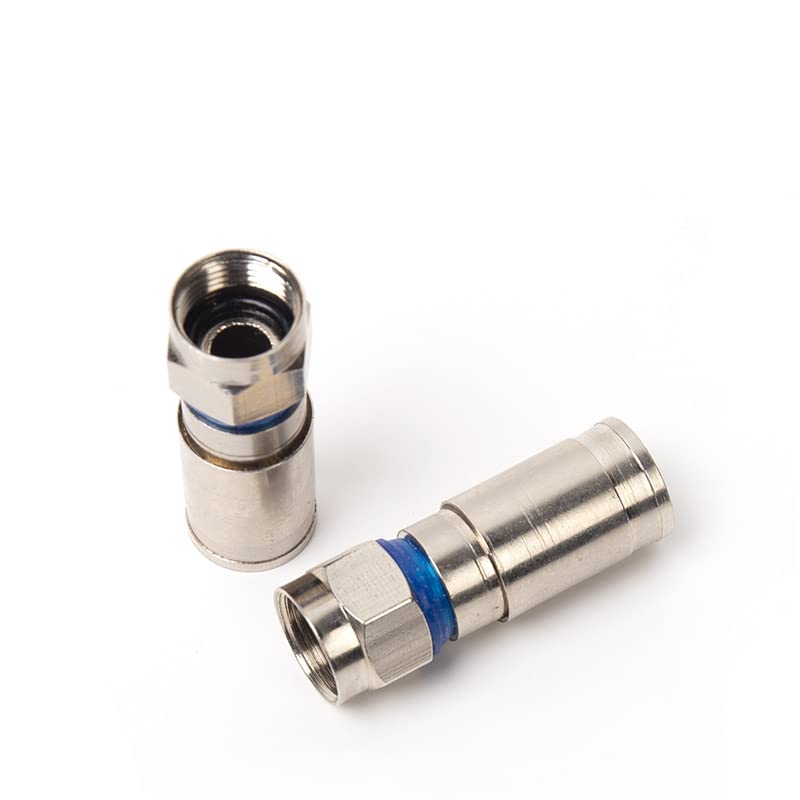 Sea SAT F-Quick Mount Connector HD Satellite Cable Compressie Plug F Compressieplug 7-7.5mm Coaxiale Kabel Antenne Kabelspanningstangen TV Antennekabel Coaxiale volledig metaal 4