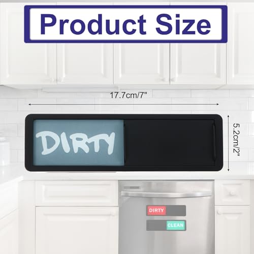 Vaatwasmachine Magneet Clean Dirt Sign, 17 x 5 Inch Clean & Vaatwasser Indicator Slider Zwarte acryl Magneetbord wasserij keuken gadgets, blauw & grijs