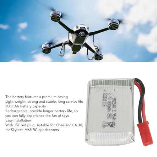 RC Drone Batterij, 3.7V 800MAh LiPo Batterij Oplaadbare Drone Lithium Batterij met JST Red Plug voor Cheerson CX 30 voor Skytech M68 3