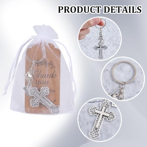 20 st. Heilige Kruishangers, Legering Sleutelhangers met Kruishanger voor Doop met 20 Papieren Kaarten en 20 Polyester Zakken voor Pasen Gebed 3