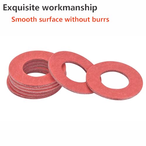 Verpakking van 100 Fiber Discs, M5 x 10 x 1mm Red Steel Fiber Washers, O Ring, Flat Fiber Washers 3