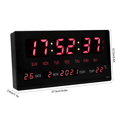 LED Digitale wandklok Digitale kalender Wandklok Grote weergave Nauwkeurige bureaublad hangende elektronische kalenderklok met binnentemperatuur 100-240V 3