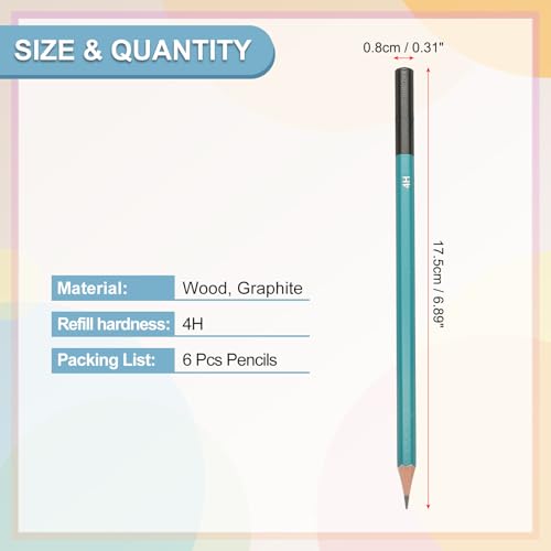 4H Tekenpotloden voor Schetsen, 6PCS Sketch Potloden voor Tekenkunst Potloden Grafiet Hout Voorgevormd voor Tekenen Schetsen Artist, Hexagonal, Black Refill, Green/Black Pole