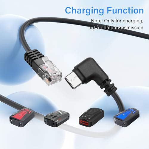 USB-C stekker naar RJ11 stekker, 90 graden, radardetector stroomkabel, vervangende kabel voor radardetector, 5V tot 12V, gain adapterkabel, 15 m 5