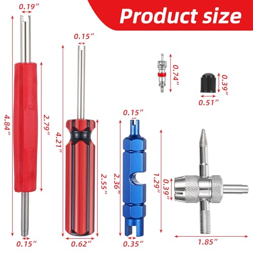 Band Valve Verwijderaar, Auto Valve Gereedschappen, Valve Reparatie met Dubbele en Enkel Hoofd Valve Kern, Valve Core Reparatie Gereedschap voor Auto, Motorfiets, Fiets, 44 stuks