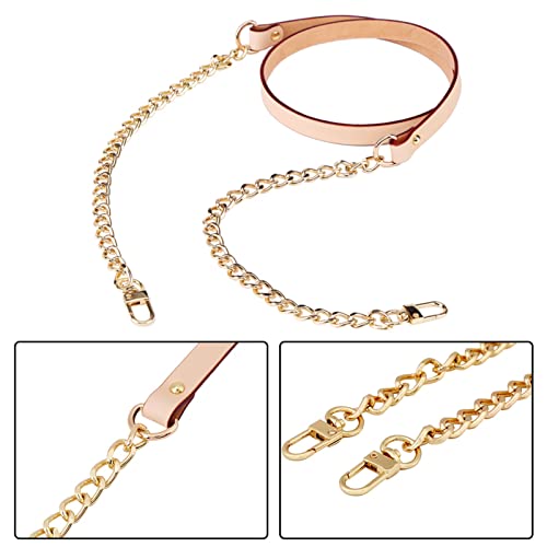 Handtas ketting lederen riemen ketting riemen vervangende gouden Platte metalen ketting voor handtassen DIY handwerk, 47 Inch bruin 4